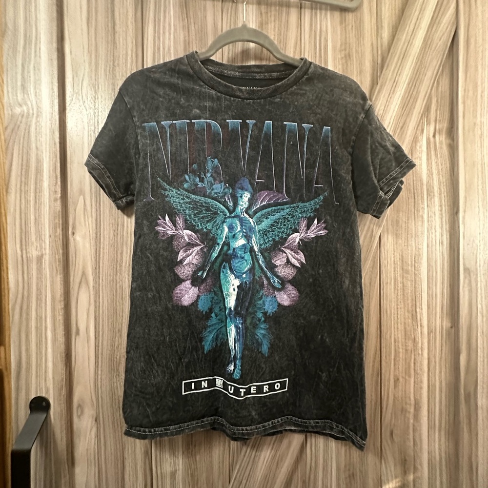 NIRVANA Black Tee with White Logo